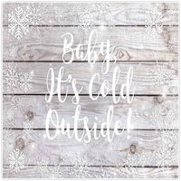 Allenjoy 8x8ft Baby It's Cold Outside Winter Wonderland Theme Backdrop for Kid Birthday Party Supplies Banner Rustic Wood Wooden White Background Christmas Xmas Baby Shower Decorations Favors