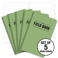 Field Notebook - 3.5"x5.5" - Green - Dot Graph Memo Book - Pack of 5