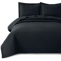 Bedsure Quilt Set Black Twin Size (68x86 inches) - Basket Weave Pattern Bedspread - Soft Microfiber Lightweight Coverlet for All Season - 2 Pieces (Includes 1 Quilt, 1 sham)