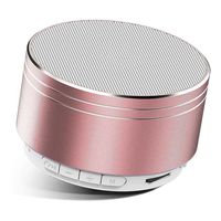 Topfoison Micro Bluetooth Speaker, Multi-Function Portable Wireless Indoor Outdoor Mini Samll HD Sound Audio Metal Shell Speakers with HD Audio USB Cable TF Card for Smart Phone Laptop (Rose Gold)