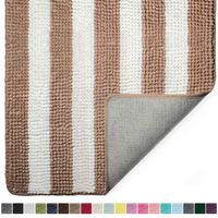 Gorilla Grip Original Luxury Chenille Bathroom Rug Mat, 24x17, Extra Soft and Absorbent Shaggy Rugs, Machine Wash Dry, Perfect Plush Carpet Mats for Tub, Shower, and Bath Room, Beige White