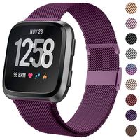 HAPAW Bands Compatible with Fitbit Versa/Versa 2, Women Men Metal Stainless Steel Replacement Sport Bracelet Strap Wristbands Accessories Small Large with Magnet Lock for Versa Smartwatch
