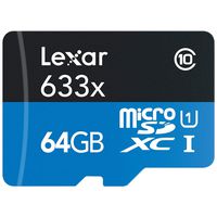 Lexar 64GB High-Performance UHS-I Class 10 A1 U3 V30 633x microSDXC Memory Card, Up to 95MB/s Read Transfer Speed