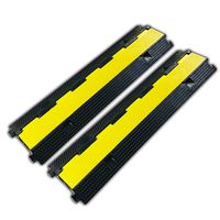 FCOME 2 Pack Rubber Cable Ramp Hose Cable Protector Ramp 2 Channel 22000Lbs Load Capacity Traffic Speed Bump Wires Power Lines Extension Cord Cover for Indoor Outdoor