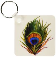 3dRose Large Colorful Peacock Feather - Key Chains, 2.25 x 4.5 inches, set of 6 (kc_37447_3)