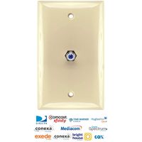 PPC WP1HPI Single Coax Cable Wall Plate - Ivory 3 GHz F Connector - Made in New York & Approved by US Cable Companies