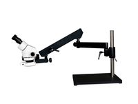 Vision Scientific VS-9E-IFR07 Binocular Zoom Stereo Microscope, 10x WF Eyepiece, 0.7X-4.5X Zoom Range, 7X-45x Magnification Range, Articulating Arm Pillar Stand w/Base,56-LED Ring Light