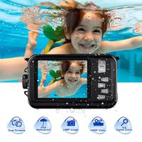 Underwater Camera Camcorder Full HD 1080P for Snorkeling 24.0 MP Waterproof Point and Shoot Digital Camera Dual Screen Action Camera (801BK)