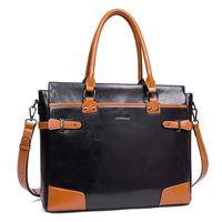 Leather Briefcase Messenger 15.6 Inch Laptop Satchel Bags for Women Business Shoulder Bag by Enmain