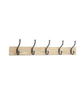 AmazonBasics Wall Mounted Standard Coat Rack, 5 Hooks, Set of 2, Natural
