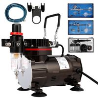 VIVOHOME 110-120V Professional Airbrushing Paint System with 1/5 HP Air Compressor and 3 Airbrush Kits for Tattoo Makeup Shoes Cake Decoration Black ETL Certified ...
