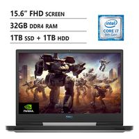 DELL G5 15.6 FHD Gaming Laptop, Intel Core i7-9750H Up to 4.5 GHz, NVIDIA GeForce GTX 1650, 32GB Memory, 1TB PCIe SSD + 1TB HDD, HDMI, 802.11b/g/n, Bluetooth 4.2, Windows 10, White