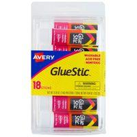 Avery Glue Stick White, Washable, Nontoxic, 0.26 oz. Permanent Glue Stic, 18pk (98001)