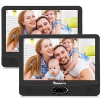NAVISKAUTO 12" Portable Dual Screen DVD Player for Car with Built-in Rechargeable Battery and Last Memory, Supports USB/SD Card Playback