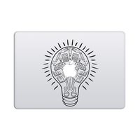 Laptop Stickers MacBook Decal - Removable Vinyl w/Glowing Apple Logo Diecut - Light Bulb Brain Sticker Black Decal Skin for MacBook Air Pro 13 15 inch Mac Retina - Best Decorative Sticker - Artsybb
