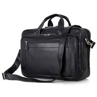 BAIGIO Men's Leather 17 Inches Laptop Business Briefcase Shoulder Tote Bag Portfolio Satchel Lawyers Briefcases for Men (Black)