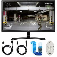 LG (27UD58-B) 27 inch 4K UHD IPS Freesync Gaming Splitscreen LED Monitor Bundle with HDMI Cable, Universal Screen Cleaner & Transformer Tap USB with 6-Outlet Wall Adapter & 2-Ports