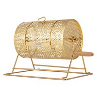 VIVOHOME 11 Inch x 8 Inch Brass Plated Raffle Drum Lottery Spinning Drawing with Wooden Turning Handle Holds 2500 Tickets