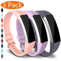 KingAcc Compatible Replacement Bands for Fitbit Alta HR, Fitbit Alta, Silicone Fitbit Alta HR Band Alta Band, Buckle Wristband Strap Women Men (3-Pack, Gray&Khaki&Lightpurple, Small)