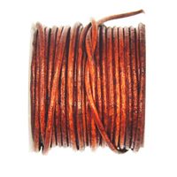 Glory Qin Distressed Brown Color Soft Round Genuine Jewelry Leather Cord Leather Rope (2mm 10 Yards)