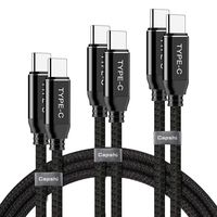 USB C to C Cable, Capshi USB-C to USB-C Cable [6.6ft+4ft+1ft] Nylon Braided 60W USB Type C Cord Compatible Galaxy Note S10/S8/S9,Google Pixel 3 2 XL, Nintendo Switch,iPad pro ,Nexus 6P, MacBook and Mo