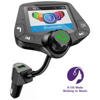 VR-robot Bluetooth FM Transmitter for car, Wireless Bluetooth FM Radio Adapter Car Kit Hands-Free 2'' Color Display, with QC3.0, 6 EQ Mode, AUX Input/Output, 3 USB Ports Charger, TF Card U-Disk