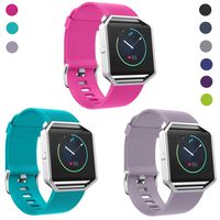 SKYLET Compatible with Fitbit Blaze Bands with Frame, 3 Pack Soft Silicone Replacement Sport Wristband with Stainless Steel Frame Compatible with Fitbit Blaze Bracelet Black Men Women