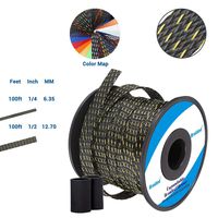 PET Expandable Braided Sleeving 1/2" Flexo Cable Sleeve Braided Sleeve for Braided Wire Sleeve Management Cord Protector 100 FT Black&Yellow Cable Sleeve