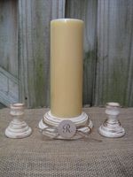 Shabby Chic Wood Wedding Monogram Unity Candle Holder Set - You Pick Color - Item 1562