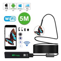 5M Waterproof Wireless Endoscope, KOBWA HD 1200P WiFi USB Borescope Inspection Camera 2.0 Megapixels 8 LED Light Flexible Snake Camera for Android, IOS Smartphone, IPhone, Samsung, Tablet, PC