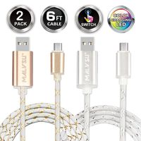 Micro USB Charging Cable, MALVSU Gradual Color LED Night Light with Touch Sensor Switch, Lighting Cable USB 2.0 Sync Data for Samsung and Other Android Devices（2 Pack） (Gold+Silver)