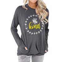 Chaofanjiancai Women Be Kind T Shirts Casual Long Sleeve Crew Neck Graphic Sweatshirt Cute Pullover Tops with Pockets (XL, Gray Blouse)