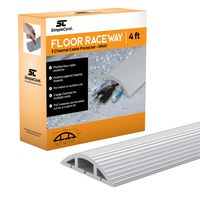 Floor 4 Ft Gray Cord Protector Covers Cables, Cords, or Wires - 3 Channel Grey On Floor Raceway for Sidewalks or Walkways, in The Home or Office Doorways (Gray 4 Ft)