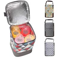 HOKEMP Insulated Breast Milk Cooler Baby Bottle Bag with Adjustable Strap on Stroller Fits 4 Bottles, Up to 8 Ounce Lunch Box Tote Storage Bag (Colored Triangle, Ice Pack not Included)
