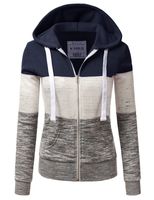 Doublju Lightweight Thin Zip-Up Hoodie Jacket for Women with Plus Size Navy Medium