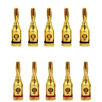 HIGHROCK Brass Speaker Banana Plugs - 5-Pair, Open Screw Type