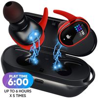 True Wireless Earbuds - 30 Hours Total with Strong Bluetooth 5.0, IPX8 Waterproof TWS Stereo Headphones in-Ear Built-in Mic Headset Premium Sound with Deep Bass for Sport, Gym, Running