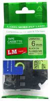 LM Tapes - Brother PT-D400 Label Printer 6mm Black on Fluorescent Green Compatible TZe P-touch Tape (1/4" 0.23 Laminated) for Brother Model PTD400 Label Maker