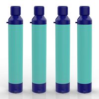 SimPure Water Filter Straw, Portable Survival Straws with 0.1 Micron 5-Stage Integrated Water Purifier, Outdoor Survival Gear for Camping Hiking Climbing and Emergency(Blue-4P)