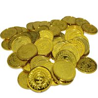 100Pcs Plastic Play Coins Gold Pirate Treasure Hunt Coins Toys for Kids Party Theme Props Decoration,Party Favor,Lucky Draw Games, Plastic Gold Coins Great for Kids, Toddlers, Teachers ¡­