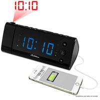 Electrohome USB Charging Alarm Clock Radio with Time Projection, Battery Backup, Auto Time Set, Dual Alarm, 1.2 LED Display for Smartphones & Tablets (EAAC475)
