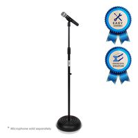 Microphone Stand - Universal Mic Mount with Heavy Compact Base, Height Adjustable (2.8' - 5' ft.)- PMKS5