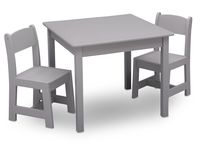Delta Children MySize Kids Wood Chair Set and Table (2 Chairs Included), Grey