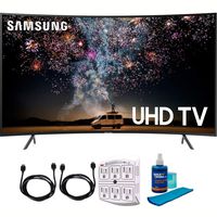Samsung UN65RU7300 65" RU7300 HDR 4K UHD Smart Curved LED TV (2019 Model) with Cleaning Power Bundle Includes Screen Cleaner + 6-Outlet Surge Adapter + 2X 6ft High Speed HDMI Cable Black