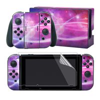 eXtremeRate Full Set Faceplate Skin Decals Stickers and 2 Pcs Screen Protector for Nintendo Switch/NS Console & Joy-con Controller & Dock Protection Kit - Galaxy