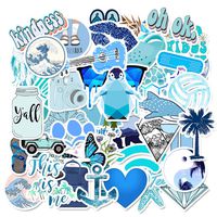 Stickers for Water Bottles, | Big 46-Pack | Cute,Waterproof,Aesthetic,Trendy Stickers for Teens,Girls,Perfect for Laptop,Hydro Flask,Phone,car,Skateboard,Travel| Extra Durable 100% Vinyl (Blue 50)