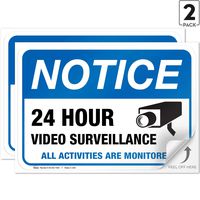 (2 Pack) Video Surveillance Vinyl Sign - 7x10" Sticker Self-Adhesive Decal Poster - Weatherproof, by ARMO