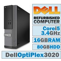 Dell OptiPlex 3020 SFF/Core i5-4670 @ 3.4 GHz/16GB DDR3/80GB HDD/DVD-RW/Windows 7 PRO 64 BIT