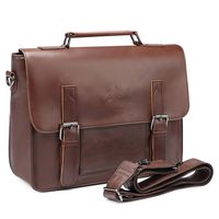 Zebella Men Vintage PU Leather Briefcase 15 inch Laptop Shoulder Messenger Bag Tote