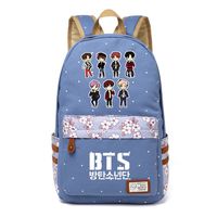 JUSTGOGO Korean Casual Backpack Daypack Laptop Bag College Bag Book Bag School Bag (Light Blue 3)